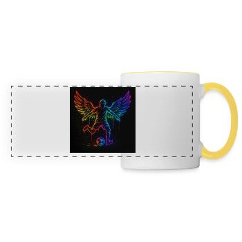 Neon Flügel Fußballspieler Design - Panoramatasse - Weiß/Gelb - Vorne