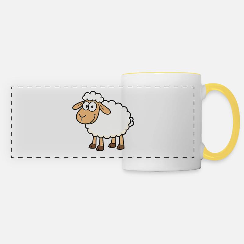 Cute Sheep Design for Kids - Panoramic Mug - white/yellow
