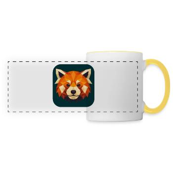 Roter Panda Kopf Low Poly - Panoramatasse - Weiß/Gelb - Vorne