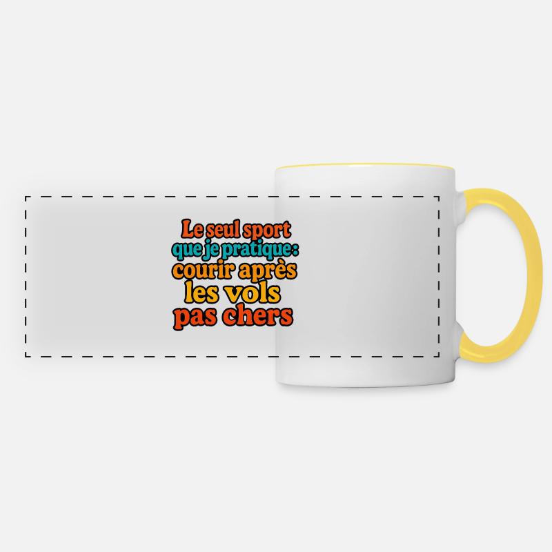 The only sport I practice: chasing the - Panoramic Mug - white/yellow