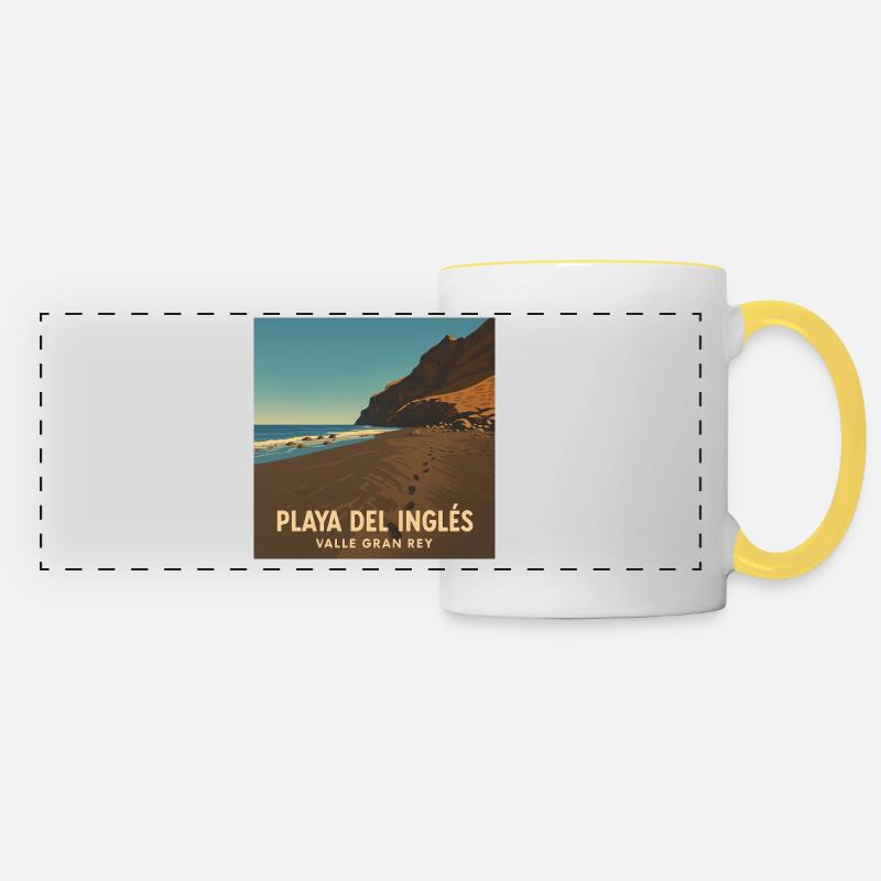 Playa del Ingles in Valle Gran Rey - Panoramic Mug - white/yellow