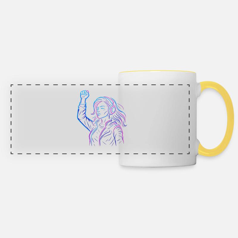 Neon Rebellion – Conception d’énergie cyberpunk - Mug panoramique contrasté et blanc - blanc/jaune