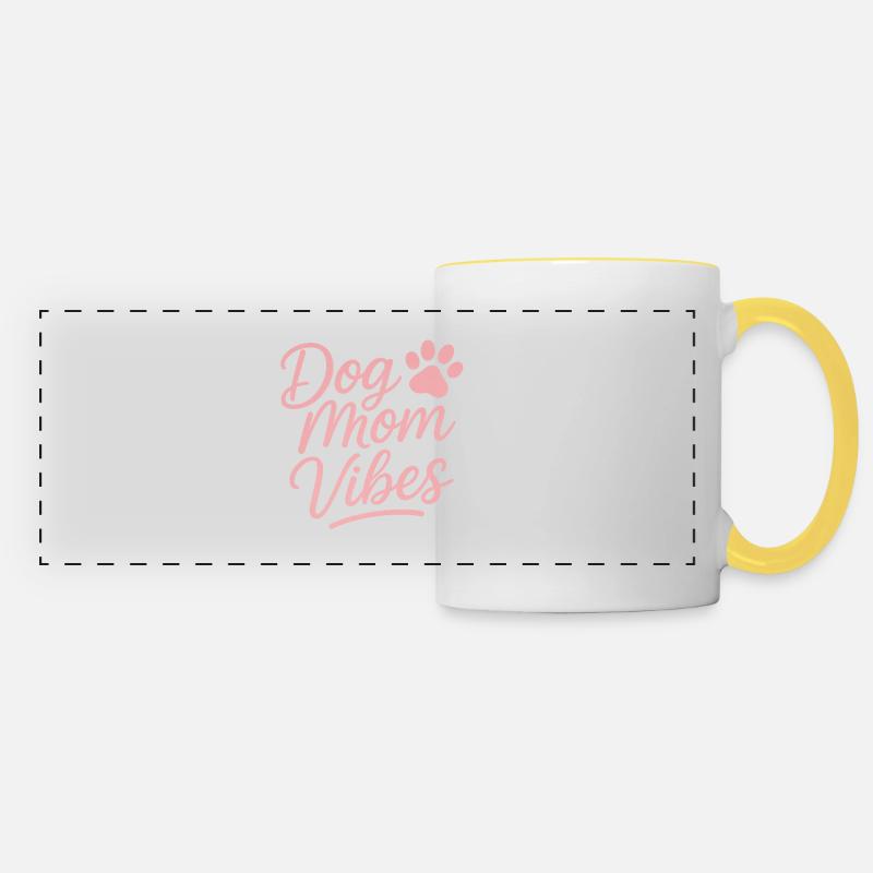 Dog Mom Vibes - Panoramic Mug - white/yellow