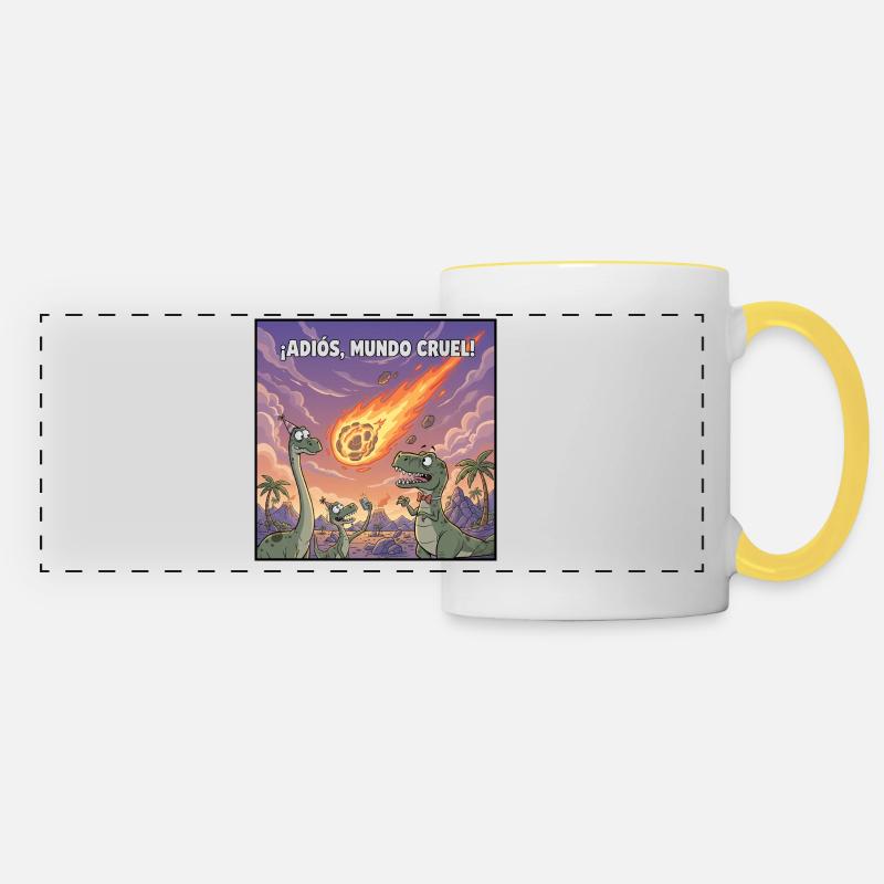 Goodbye Cruelty World: Dinosaurs - Panoramic Mug - white/yellow