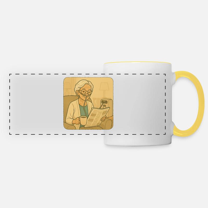 Ventilation therapy - Panoramic Mug - white/yellow