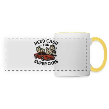 Need Cash for Supercars - Panoramic Mug - white/yellow - Front