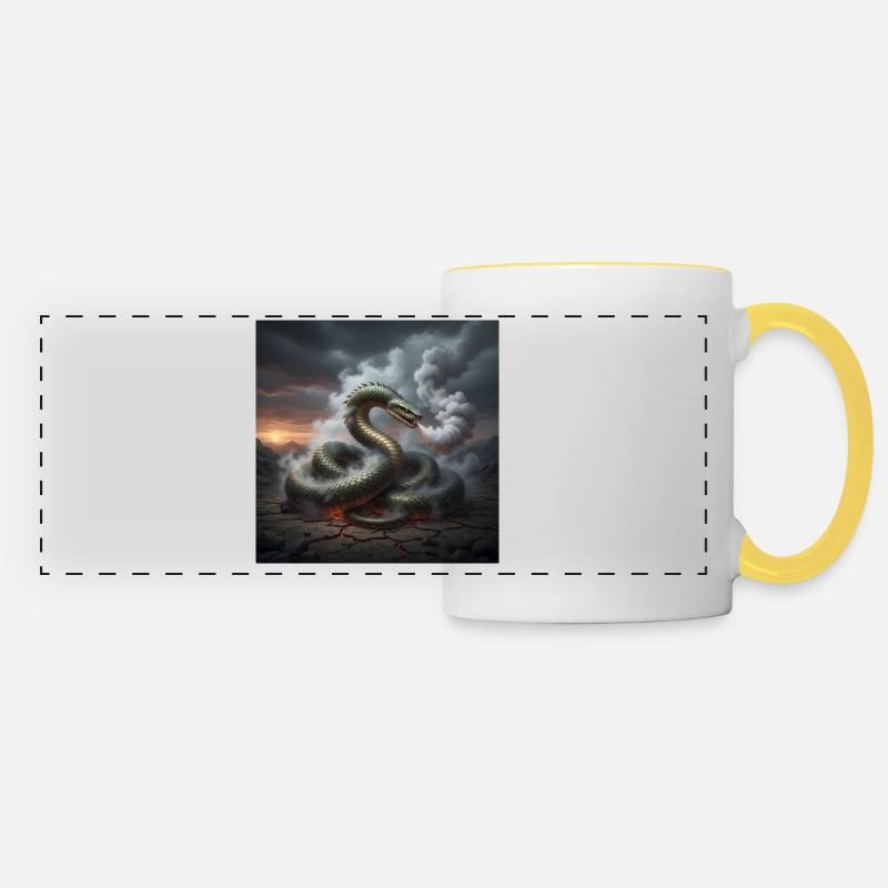 Serpent dans le champ de lave - Mug panoramique contrasté et blanc - blanc/jaune