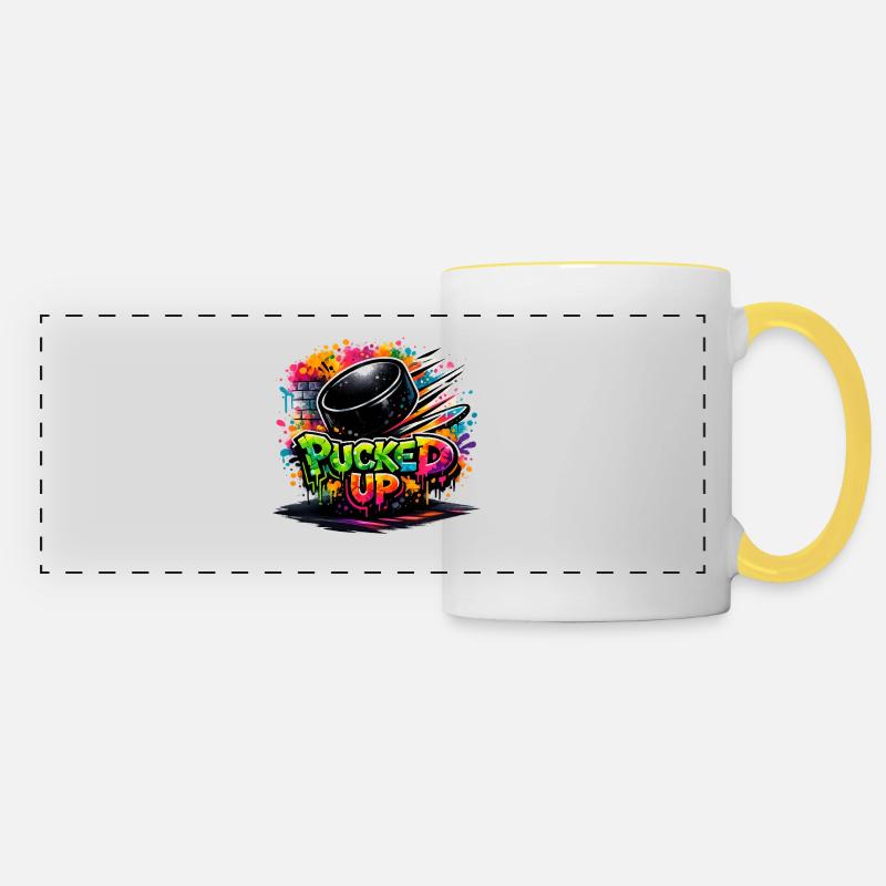 Pucked Up Graffiti Puck - Panoramic Mug - white/yellow