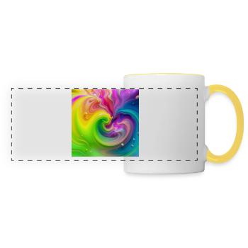 Farbwirbel Neon Regenbogen - Panoramatasse - Weiß/Gelb - Vorne