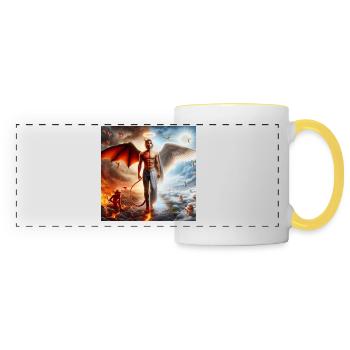 Dualité Céleste et Infernale - Mug panoramique contrasté et blanc - blanc/jaune - Devant