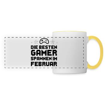Die besten Gamer spawnen im Februar - Panoramatasse - Weiß/Gelb - Vorne