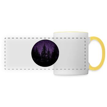 Dark forest with purple background - Panoramic Mug - white/yellow - Front