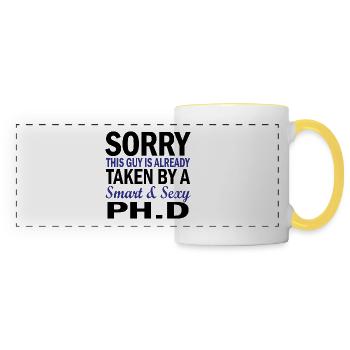 Phd Ehefrau Spruch Student Geschenk - Panoramatasse - Weiß/Gelb - Vorne