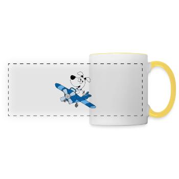 HUND - FLUGZEUG - TIER - KIND - BABY - Panoramatasse - Weiß/Gelb - Vorne