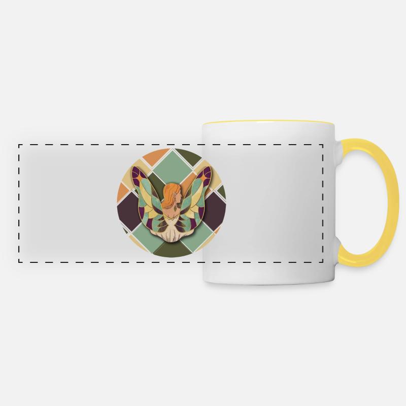 Fée de la forêt - Mug panoramique contrasté et blanc - blanc/jaune