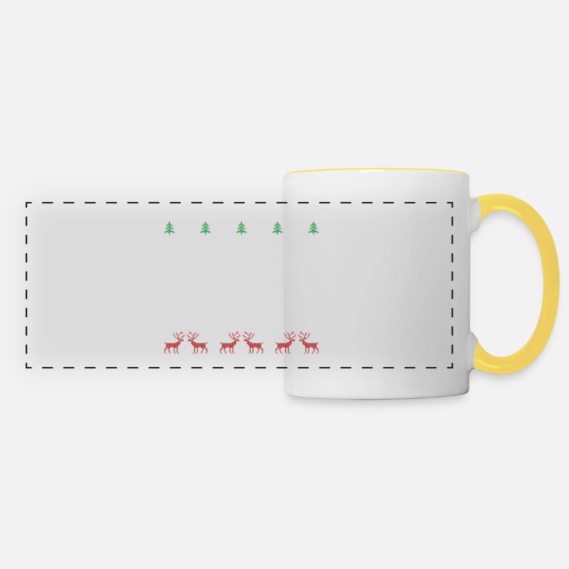 205 pull tricot noel - Mug panoramique contrasté et blanc - blanc/jaune
