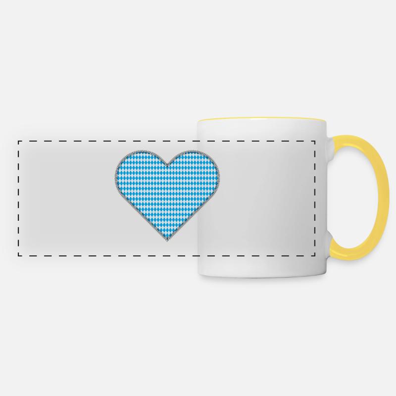 Bavarian Heart as Patches - Panoramic Mug - white/yellow