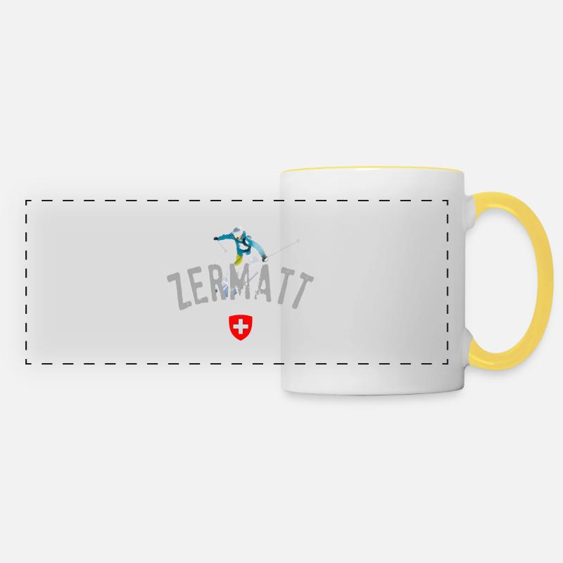 Zermatt Winter swiss alps - Panoramic Mug - white/yellow