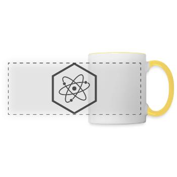 Atom Model Cosmos Particle Theory Physics All - Panoramic Mug - white/yellow - Front