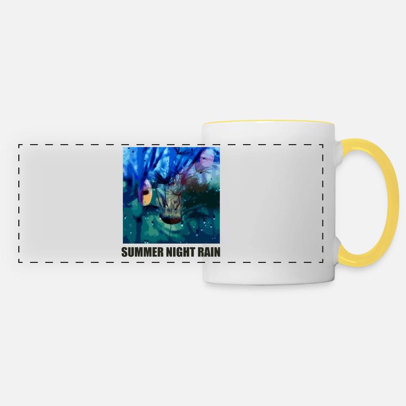 Summer Night Rain Wings Drops - Panoramic Mug - white/yellow