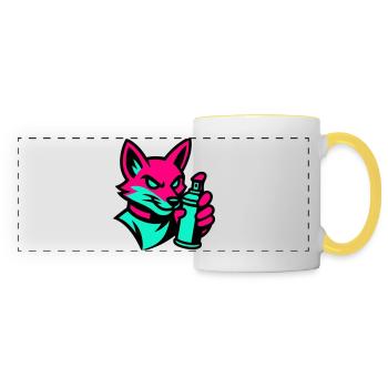 Graffiti Renard - Mug panoramique contrasté et blanc - blanc/jaune - Devant