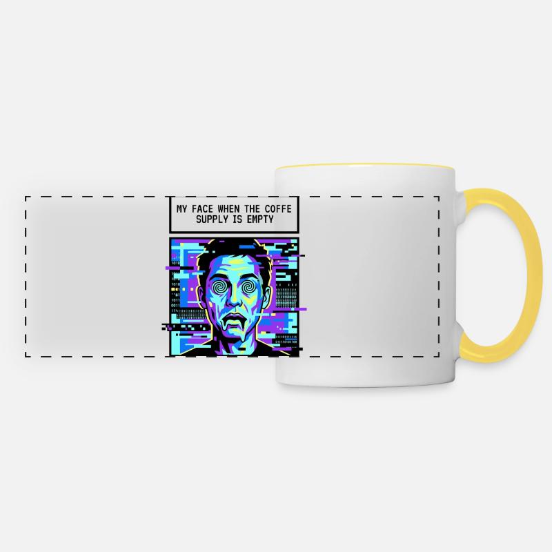 My face when the coffee is empty - Panoramic Mug - white/yellow
