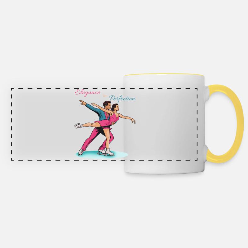 Eleganz auf dem Eis, Eiskunstlauf - Panoramic Mug - white/yellow