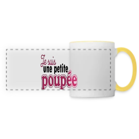 Maquette de Mug panoramique contrasté et blanc « Ma Petite Poupée » à imprimer et personnaliser