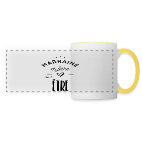 Maquette de Mug panoramique contrasté et blanc « Marraine Fière » à imprimer et personnaliser