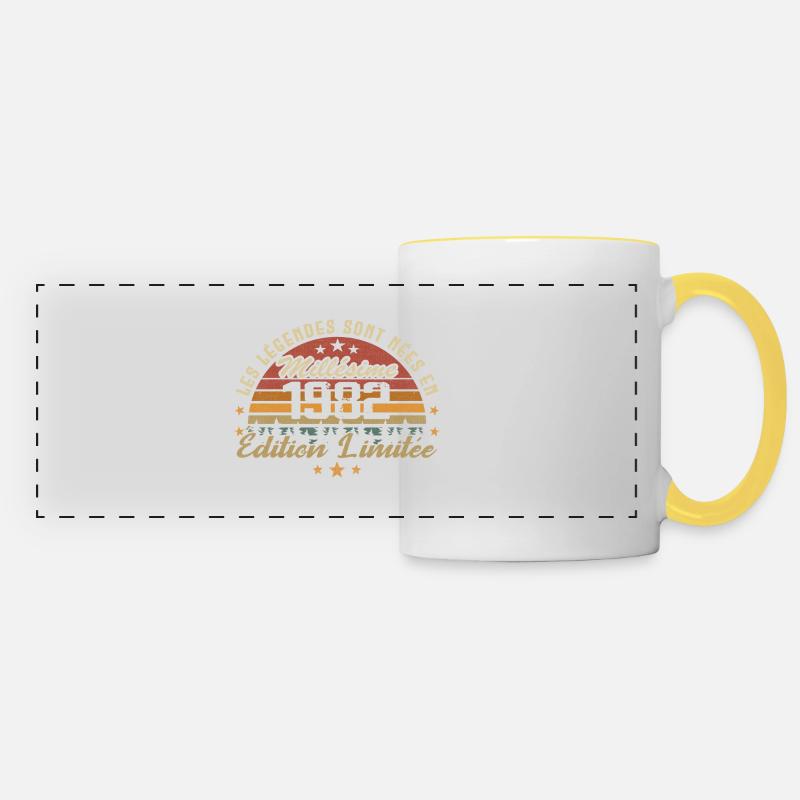 Millésime 1982 Cadeau 42e Anniversaire 42 ans - Mug panoramique contrasté et blanc - blanc/jaune