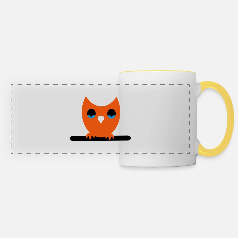 Owl - Panoramic Mug - white/yellow