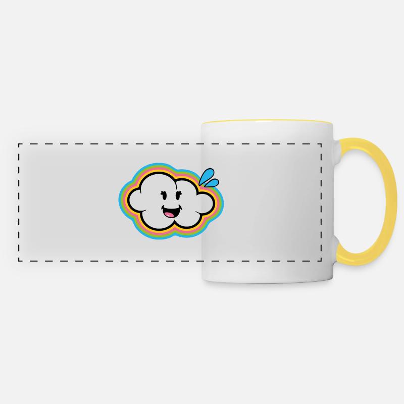 Smiley Kawaii Cloud - Panoramatasse - Weiß/Gelb