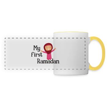 My first Ramadan/ 1st Eid / Muslim /Islam/Allah - Panoramic Mug - white/yellow - Front