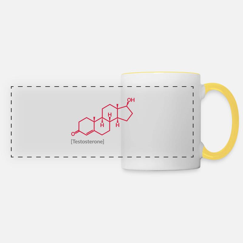 Testosterone - Mug panoramique contrasté et blanc - blanc/jaune