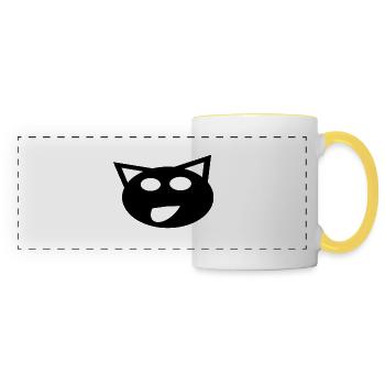 le chat noir - Mug panoramique contrasté et blanc - blanc/jaune - Devant