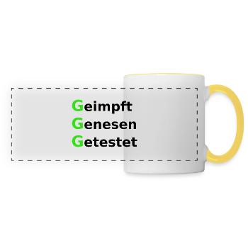 Geimpft Genesen Getestet Grün Schwarz - Panoramatasse - Weiß/Gelb - Vorne
