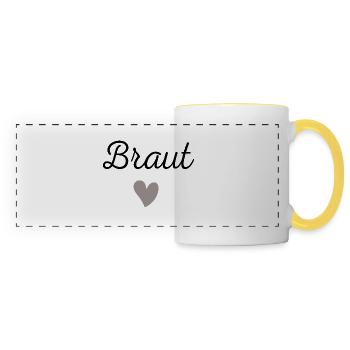 Braut - Hochzeit - Panoramatasse - Weiß/Gelb - Vorne