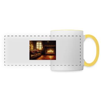 Noël au coin du feu - Mug panoramique contrasté et blanc - blanc/jaune - Devant