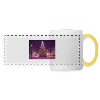 Sapin de Noël dans le WInter - Mug panoramique contrasté et blanc - blanc/jaune - Devant