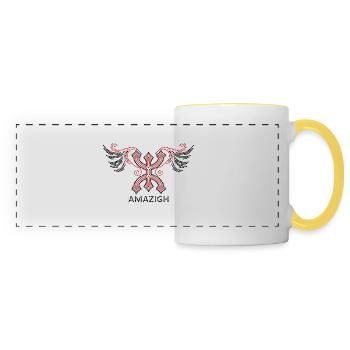 AMAZIGH ZYMBOLE BERBERE Z IMAZIGHEN BIJOU KABYLE - Mug panoramique contrasté et blanc - blanc/jaune - Devant