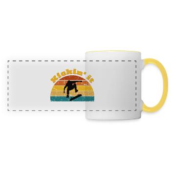 Skateboard Skateboarding Retro Sunset - Mug panoramique contrasté et blanc - blanc/jaune - Devant