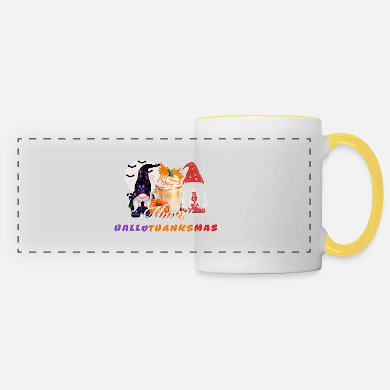 Joyeux Hallothanksmas - Mug panoramique contrasté et blanc - blanc/jaune