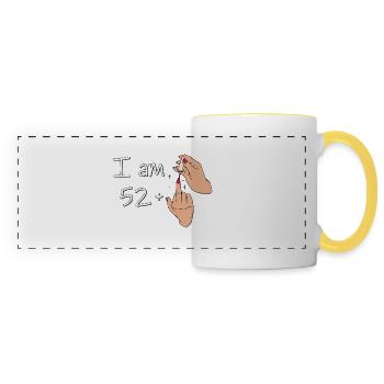 J’ai 52 ans + 1 majeur J’ai 52 ans et plus, - Mug panoramique contrasté et blanc - blanc/jaune - Devant