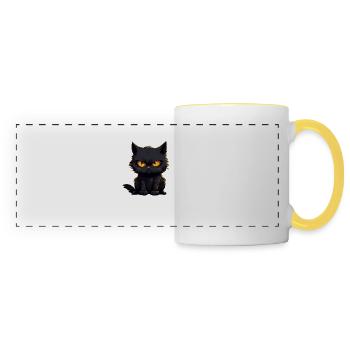 Chat Noir Mon Petit Chéri - Mug panoramique contrasté et blanc - blanc/jaune - Devant