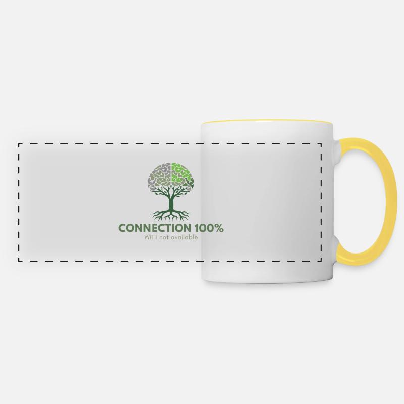 Connection 100%, WIFI not available - Panoramic Mug - white/yellow
