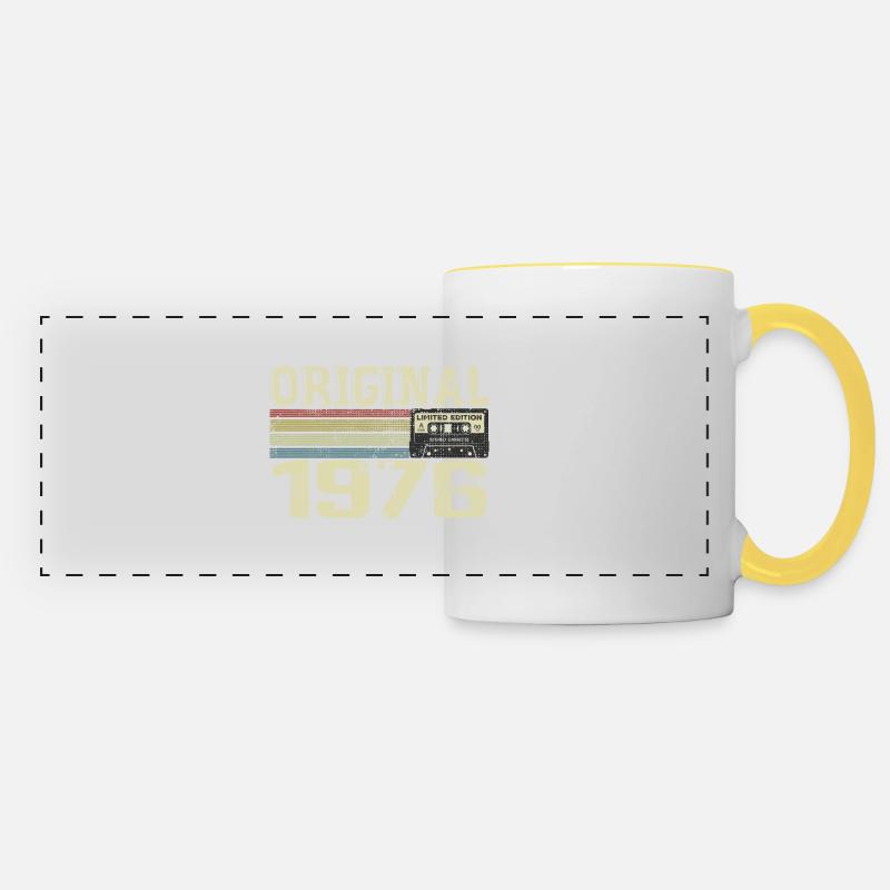1976-Geburtstagsfeiern - Retro-1976-Geschenk - Panoramatasse - Weiß/Gelb