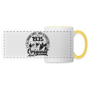 1935 avril Original : 89 Ans cadeau Anniversaire - Mug panoramique contrasté et blanc - blanc/jaune - Devant
