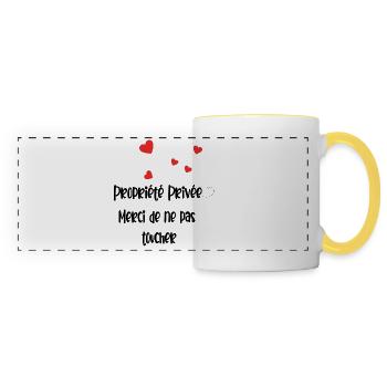 Propriété privée merci de ne pas toucher - Mug panoramique contrasté et blanc - blanc/jaune - Devant