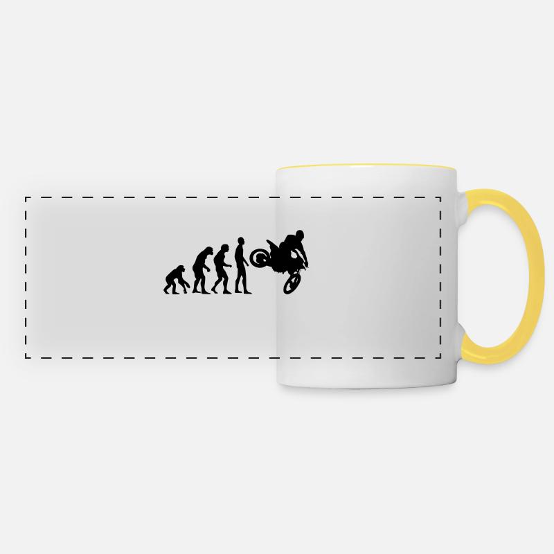 Human Evolution Motocross - Panoramic Mug - white/yellow