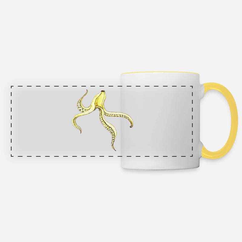 Octopus banana - Panoramic Mug - white/yellow